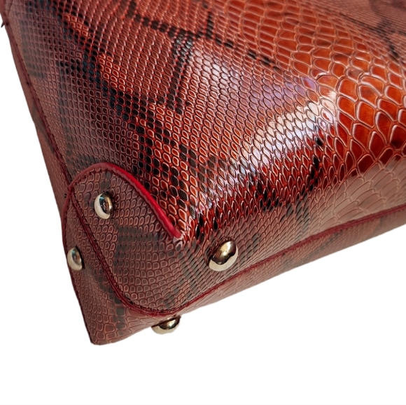 Vintage Red Faux Snakeskin Shoulder Bag - Picture 5 of 8